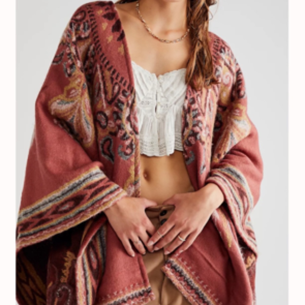 Free People Valley View Cozy Poncho